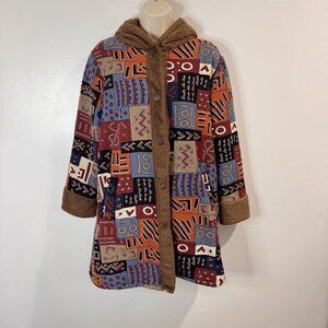 Comfyluxe Shacket Sweater Jacket Cardigan OS Patchwork Teddy Artsy Boho Faux Fur